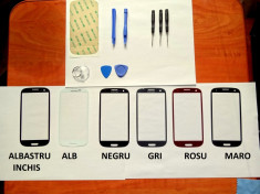 Sticla + Adeziv + Ustensile pentru SAMSUNG GALAXY S3 i9300 ,ALB,NEGRU,ALBASTRU,GRI,ROSU,MARO geam ecran display foto