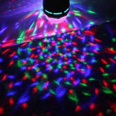 BEC LED CU GLOB - ULTIMUL MODEL cu 3 CULORI - EFECT DISCO Rotativ cu MOTOR soclu E27 joc de lumini discoteca jucarie pentru fete baieti lampa scanner foto