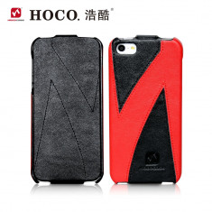 Husa piele HOCO Mixed, iPhone 5 / 5s tip flip cover, diferite modele negru+rosu foto