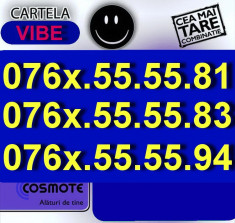 CARTELA_CARTELE_NUMAR_NUMERE_AUR_PLATINA_GOLD_VIP_SPECIALE_USOR_de_RETINUT_COSMOTE___ 076x.55.55.81 __ 076x.55.55.83 __ 076x.55.55.94 ___60__LEI__NR foto