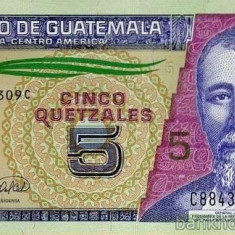 GUATEMALA █ bancnota █ 5 Quetzales █ 2008 █ P-116 █ UNC █ necirculata