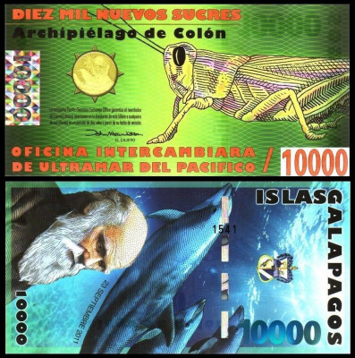 INSULELE GALAPAGOS █ bancnota █ 10000 Francs █ 2011 █ POLYMER █ UNC necirculata foto