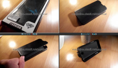HUSA HTC DESIRE 310 flip neagra carte cu stand birou subtire + folie **~ LIVRARE GRATUITA !! foto