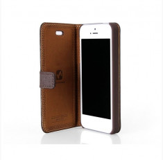 Husa / toc piele HOCO Happy, iPhone 5 / 5s, tip flip cover portofel , culoare: maro, LIVRARE GRATUITA prin Posta la plata cu cardul foto