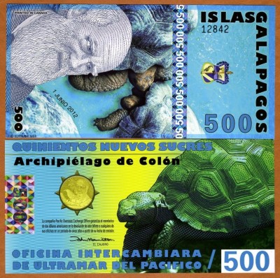 INSULELE GALAPAGOS █ bancnota █ 500 Francs █ 2012 █ POLYMER █ UNC █ necirculata foto