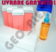 kit epilare , incalzitor ceara + 4 rezerve ceara titanium roz + ulei + benzi + LIVRARE GRATUITA! foto