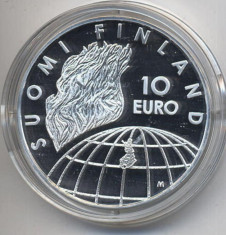 RAR !! Finlanda moneda 10 euro 2002 Olimpiada Helsinki - argint 925 / 27,4 gr. - PROOF in capsula foto