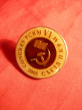 Insigna Congres VI al PCRM - Moldova 2008,metal si email , d= 2,7 cm