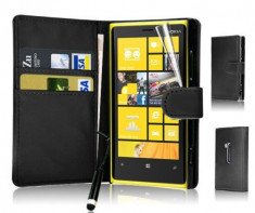 Super Promotie Husa Portofel Nokia Lumia 920 + Folie Protectie+stylus+transport gratuit Posta Romana!!! foto