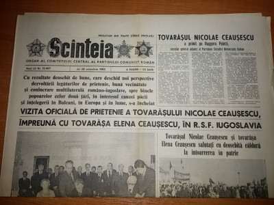 ziarul scanteia 28 octombrie 1982 ( vizita lui ceausescu in iugoslavia ) foto
