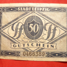 Bancnota Notgeld 50 Pf. Leipzig 1920 , Germania , locale