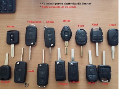 Carcasa cheie telecomanda + lamela Audi A6 foto