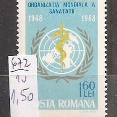SD Romania 1968 LP672- A 20-a aniversare a infiintarii O.M.S., serie 1 val. , MNH