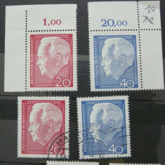 Germania -RFG- 1964 realegerea presedintelui Heinrich Lubke serii complete dantelate stampilata+nestampilata