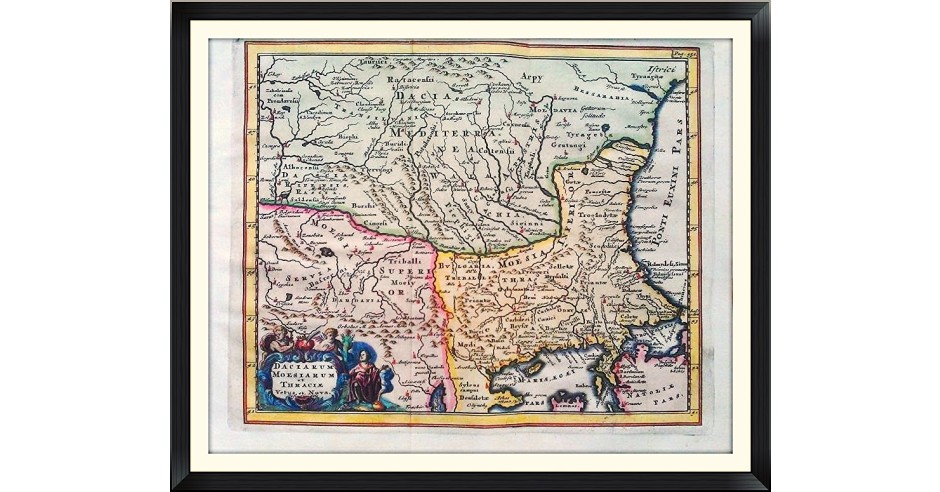 Harta Veche Romania (Transilvania, Dacia, Tracia) - Philipp Cluver,1690 ...