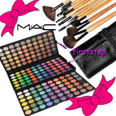 Trusa machiaj profesionala 180 culori MAC + set 12 pensule machiaj make up Bobbi Brown par natural + fond de ten + trusa blush foto