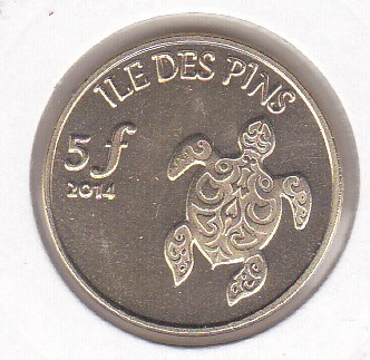 bnk mnd Isle of Pines 5 franci 2014 unc , fauna marina