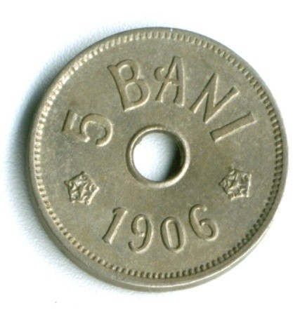 ROMANIA 5 BANI 1906 LITERA J STARE AUNC