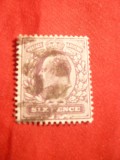 Timbru 6 Pence violet 1902 ,Eduard VII ,Anglia , stamp.