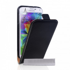 Husa Eleganta TOC PIELE FLIP NEGRU Samsung Galaxy S5 G900 + Folie foto