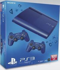 Consola PlayStation 3 Ultra Slim 500 GB Blue + 2 controllere foto