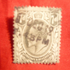 Timbru 7 Pence gri 1910 ,Eduard VII ,Anglia , stamp.