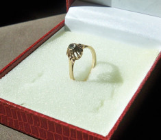 Inel antic de logodna aur 14 K diamant 0.25 carate foto