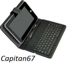 Husa Universala Cu Tastatura Pe USB Pentru Tablete De 8 Inch Negru foto