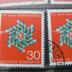 germania 1967- aniversarea 100 ani de sindicat - timbru stampilat + nestampilat