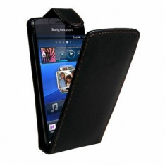 Husa Flip Cover Case Piele Ecologica Sony Ericsson Xperia Arc LT15i Negru foto