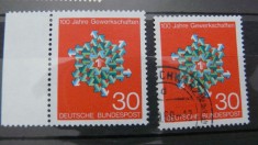 germania 1967- aniversarea 100 ani de sindicat - timbru stampilat + nestampilat