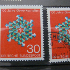 germania 1967- aniversarea 100 ani de sindicat - timbru stampilat + nestampilat