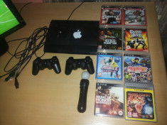 PS3 ultra slim+8 jocuri+2 controllere+PS Move+cablu HDMI+cont PSN foto