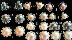 cercei inox cu piatra si perla artificiala 6-9mm cristale Swarovski RhinestoneFilled Faux Pearl Earring jewlery / white / pink / purple / black foto