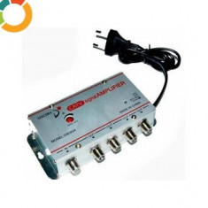 Amplificator semnal pentru cablu tv cu 4 iesiri ,splitter cu amplificator CATV .amplificare semnal . signal amplifier Livrare Gratuita ! foto