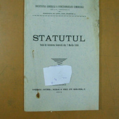 Statut societatea generala a functionarilor comerciali Bucuresti 1904