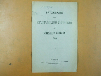 Satzungen der Deutsch - Evangelischen Kirchengemeinde zu Campina 1905 foto