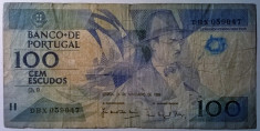 Bancnota - Republica Portugheza - 100 Escudos 24-11-1988 foto
