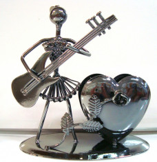 356-16 Suport pix cu inima - Figurina tehno metal - 15x15x8 cm colectie hand made foto