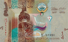 KUWAIT ? KUWEIT ? bancnota ? 1/4 Dinar ? 2014 ? P-29a ? UNC ? necirculata foto