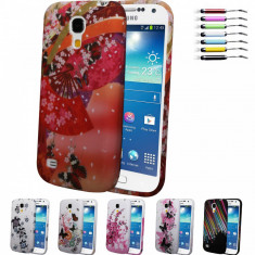 Husa Gel Silicon+Folie Protectie Ecran+Stylus- Beauty Patterned-Fan-Samsung I9195 Galaxy S4 Mini / Galaxy S4 Mini Dual SIM I9192 foto