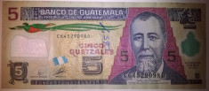 Bancnota - Republica Guatemala - 5 Quetzales 19-05-2010 foto