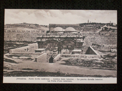 Jerusalem,poarta de aur din interior,1910.Carte postala necirculata. foto