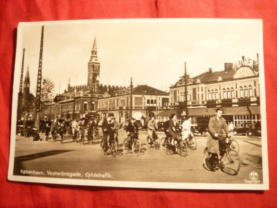 Ilustrata Biciclisti in Copenhaga , interbelica foto