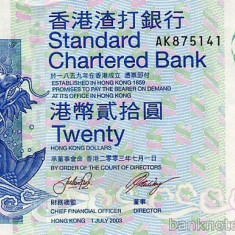 HONG KONG █ bancnota █ 20 Dollars █ 2003 █ P-291 █ SCB █ UNC █ necirculata