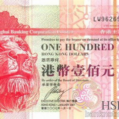 HONG KONG █ bancnota █ 100 Dollars █ 2008 █ P-209e █ HSBC █ UNC █ necirculata