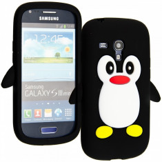 Husa Silicon- Pinguin 3D-Negru-Samsung Galaxy S3 Mini i8190 foto