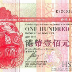 HONG KONG █ bancnota █ 100 Dollars █ 2006 █ P-209c █ HSBC █ UNC █ necirculata