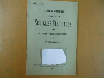 Bestimmungen betreffend die Schiller - Bibliothek des deutschen Bukarest 1905 foto