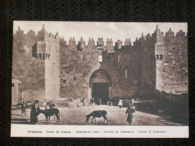 Jerusalem 1910.Poarta Damasculu-i.Carte postala necirculata. foto